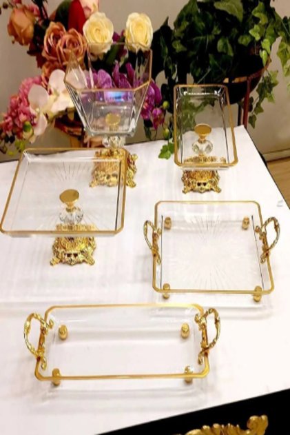 Mavidamla 5 Piece Bead-Legged Presentation Stand – Glass Presentation Set