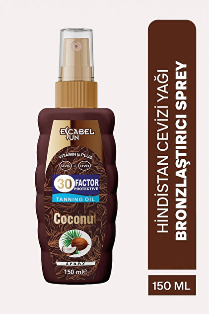 ESCABEL SUN 30 FACTOR TANNING OIL COCONUT SPRAY 150ML