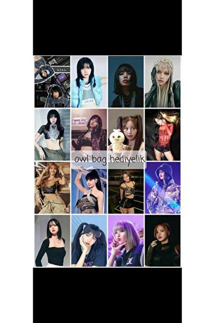 owl bag KPOP- Blackpink - Lisa tasarımlı desenli 16 ' lı fotokart