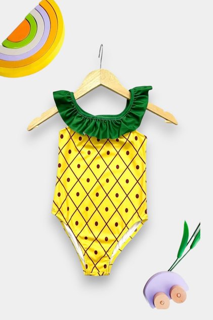 Girl's Swimsuit with Cross Ruffle Straps