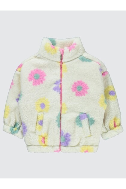 Daisy Patterned Cardigan for 2-5 Years - Ecru
