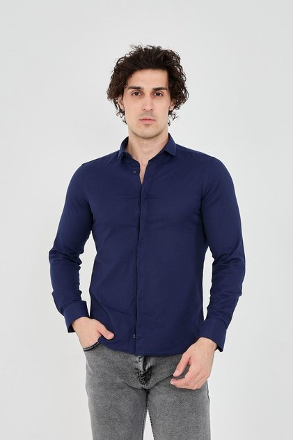 Hidden Pat Cotton Lycra Comfortable Men's Shirt