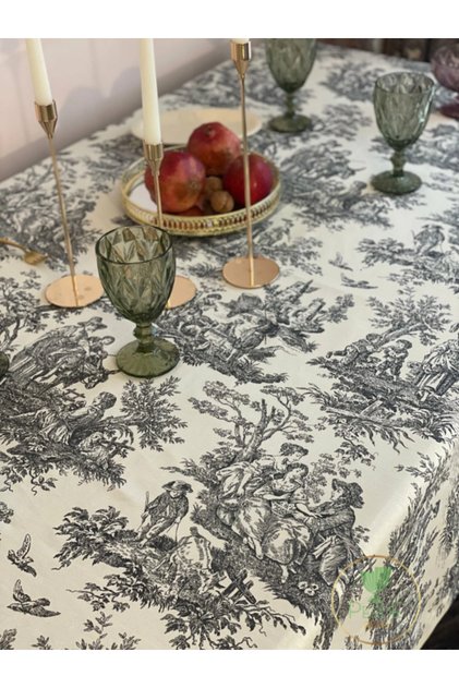 French Tablecloth, Vintage Pastoral Scene Pattern, Decorative Dining Table Cloth