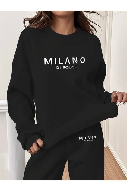 MILANO BEDRUCKTES UNISEX OVERSIZE SWEATSHIRT MIT RUNDHALS UND PASSENDEM UNTERTEIL