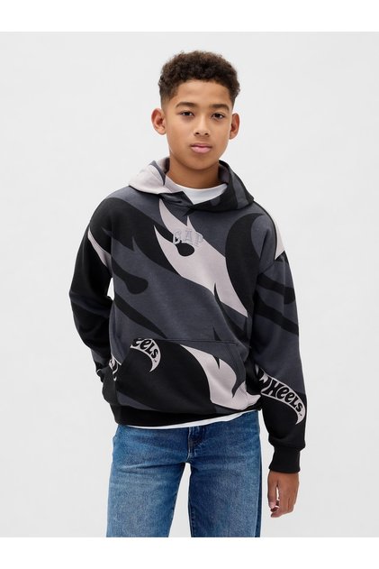 Erkek Çocuk Gri Relaxed Logo Kapüşonlu Sweatshirt