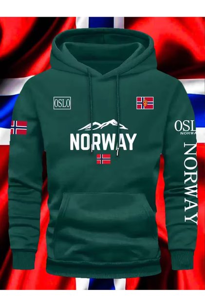 “Norveç Tasarımlı Kışlık Üç İplik Hoodie – Oslo Baskılı Premium Kalite”
