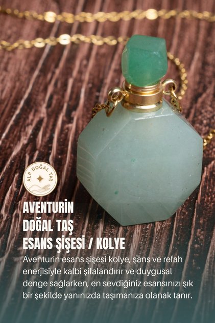 Sertifikalı Aventurin Doğal Taş Esans Şişesi / Kolye