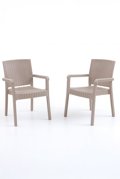 King 2'li Rattan Sandalye Cappuccino