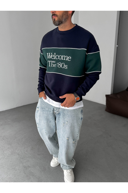 Dark Green Welcome Embroidered Sweatshirt Pm-09