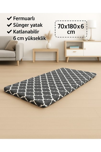 Sünger Yatak 70x180x6 CM, Yer Yatağı, Balkon Yer Minderi,Şantiye,Karavan,Deprem Yatağı-KARAÇATI