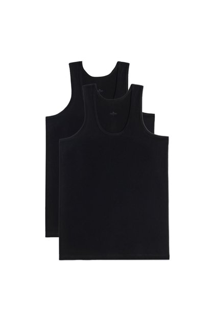 2 Pieces Compact Combed Cotton Black Men's Undershirts Cotton Standard Fit Regular Cut Pack of 2