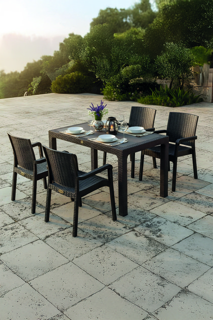 King 4 Kişilik Rattan Masa Sandalye Takımı Siyah