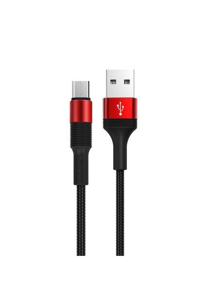 Καλώδιο δεδομένων και φόρτισης USB USB-A σε MicroUSB BX21 Outstanding, 18W, 1m, Κόκκινο
