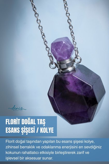 Sertifikalı Florit Doğal Taş Esans Şişesi / Kolye