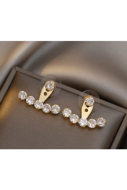Elegant Women's Earrings with Gold Color Stones