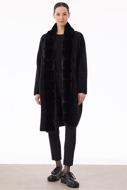 Fur Collar Coat Black