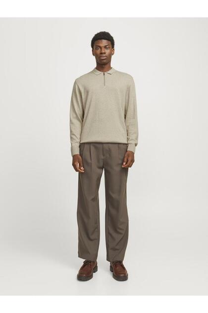 Jjeemil Knit Polo | Half Zipper Long Sleeve Men's Knitwear