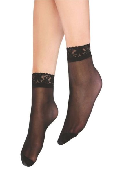 Black Color Comfortable Elastic Lace Figured Thin Socks