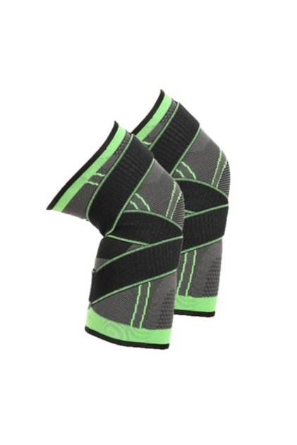 Set 2 suporturi pentru genunchi - GermaNova™ Design, material textil și nailon, negru/verde-S