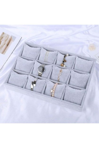 Velvet Gray Watch and Bracelet Organizer