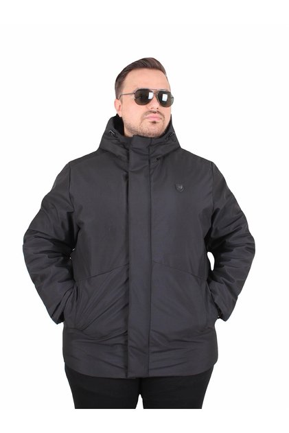 Men's Plus Size Hooded Coat Lujo 2504 Black