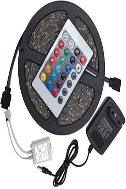 5M LED Strip Lights 3528 Water Resistant Rgb With Remote Control And Power Adapter 5meter