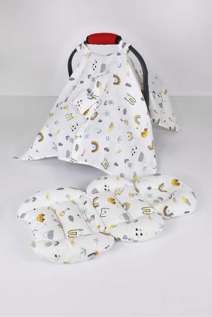 Stroller Cover, Stroller Cushion, 2 Pieces, Muslin, Travel Companion - with Lumbar Support