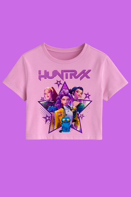 K-Pop Demon Hunters Huntrix Printed Cropped Crop Top Slim Fit