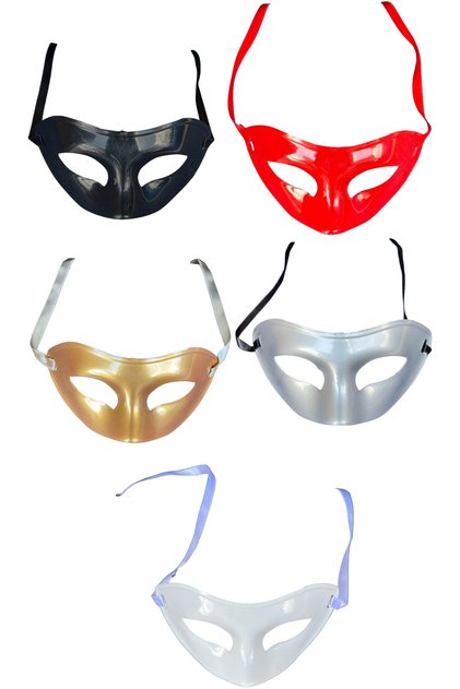 Mixed Plastic Masquerade Prom Party Mask 5 Colors 5 Pieces