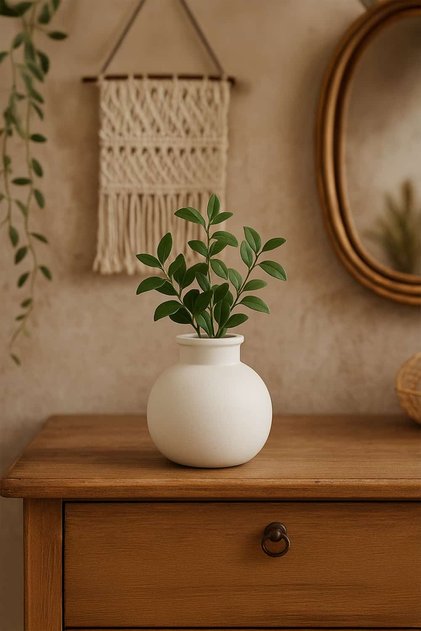 Top Vazo - Boho Tarz Yuvarlak Obje, Salon Dekorasyonu ve Çiçek Aranjmanları İçin