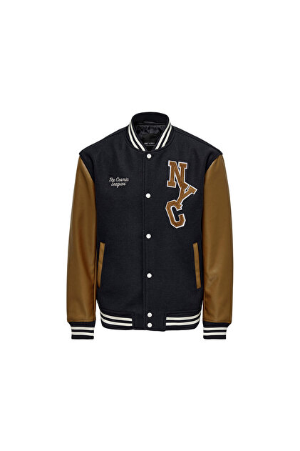OnlyOneOf ユジョン ONLY Onsjay Varsity Jacket Otw Erkek Günlük Ceket 22022572-DARK
