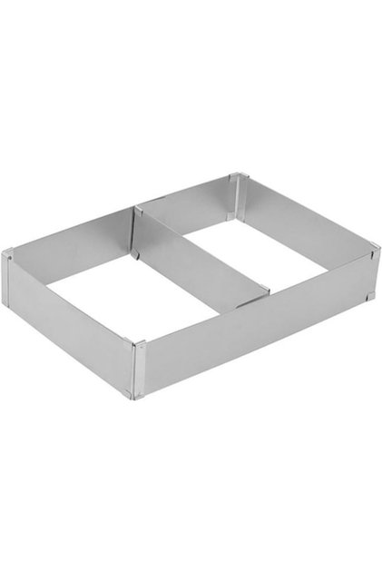 Inel de copt dreptunghiular reglabil cu divizor, 22–41,5×18–34×8 cm, oțel inoxidabil