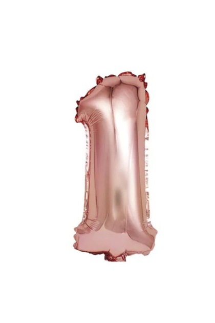 Balon folie metalică auriu-roz, Mirific Party, cifră 1, 40 cm, coral, roz