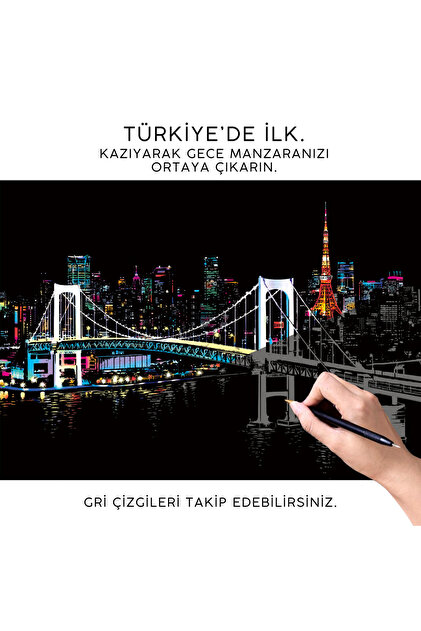 Kazart Kazıma Sanatı - JAPONYA TOKYO 2 Kalem Dahil, A3, Hediyelik