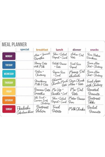 mfm toys fridge magnet write-erase a4 size planner board! (meal planner (weekly))- Multi color