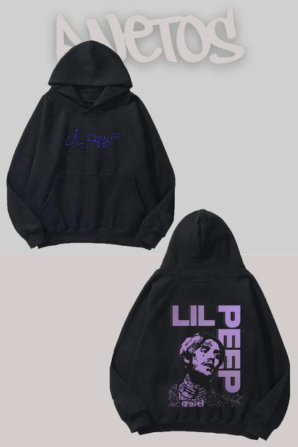 Lil Peep 2 Design Black Front and Back Printed Sweatshirt