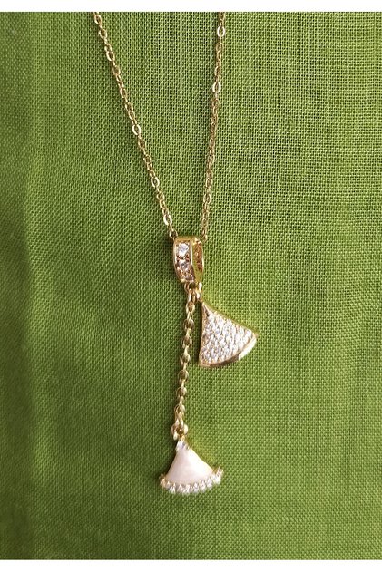Double-Ended Sea Shell Icon Stone Steel Necklace
