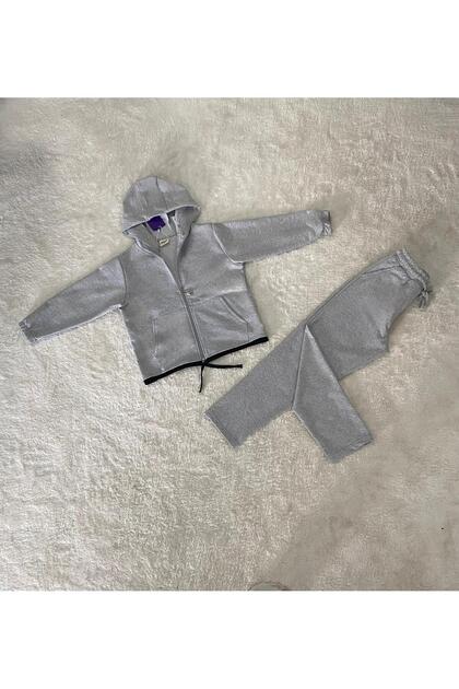 Boys and Girls Hooded Zippered Double Pocket Unisex Tracksuit Set