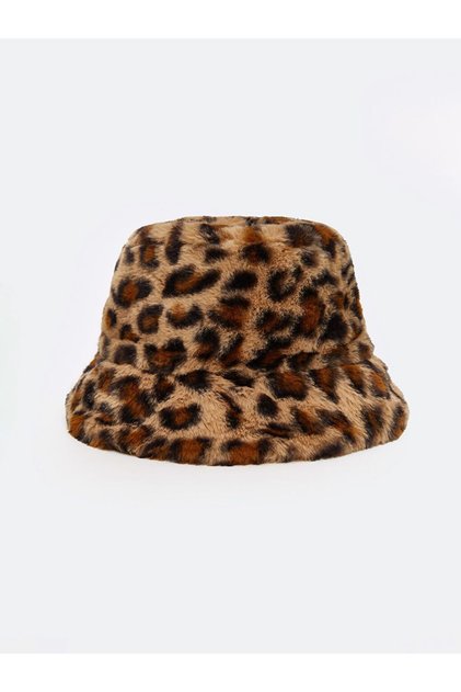 Leopard Patterned Fur Women's Bucket Hat (W5)