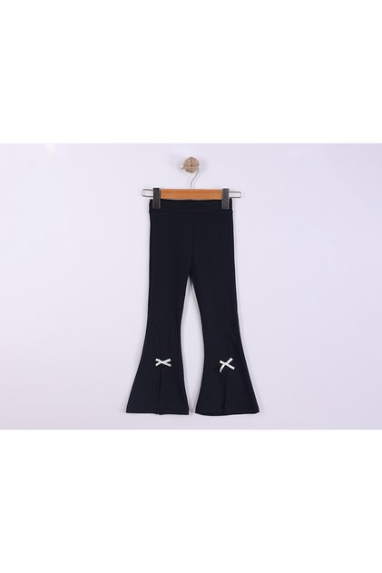 Girls' Ribbed Pants with Ribbon and Slit