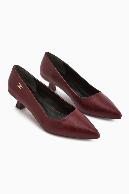 Wera Burgundy Short Heeled Shoes Women's Stiletto