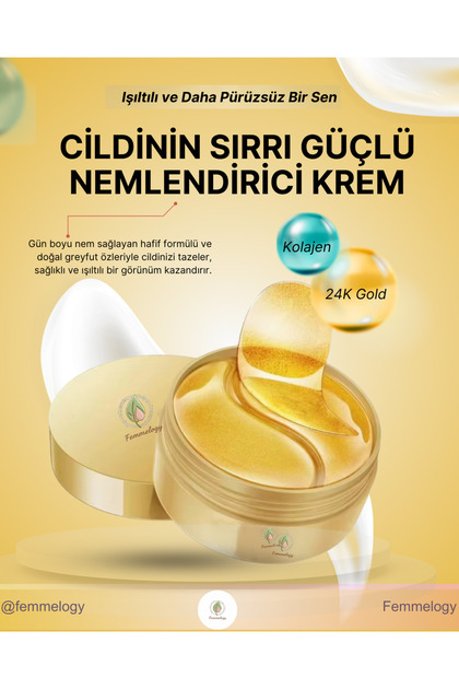 24K Gold Göz Altı Maskesi – Nemlendirici, Şişlik ve Morluk Karşıtı, Parlaklık Veren Bakım