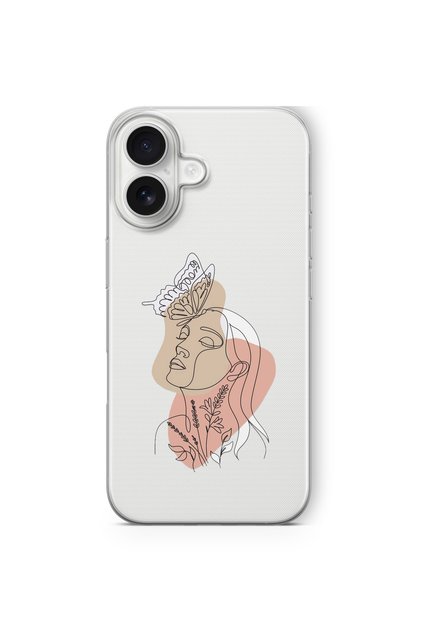 iPhone 17 Compatible Face Line Art Design Printed Transparent Case