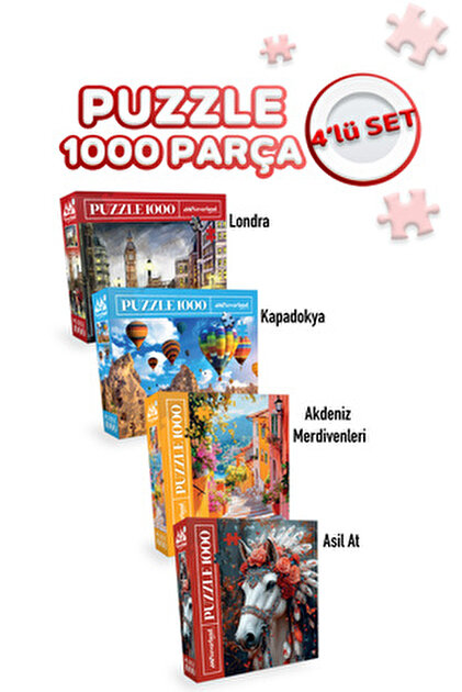 Neverland 4 Adet 1000 Parça Puzzle - Santorini / Gezegenler