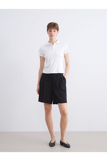 Lcwaikiki Classic Women's Pleated Shorts with Elastic Waist