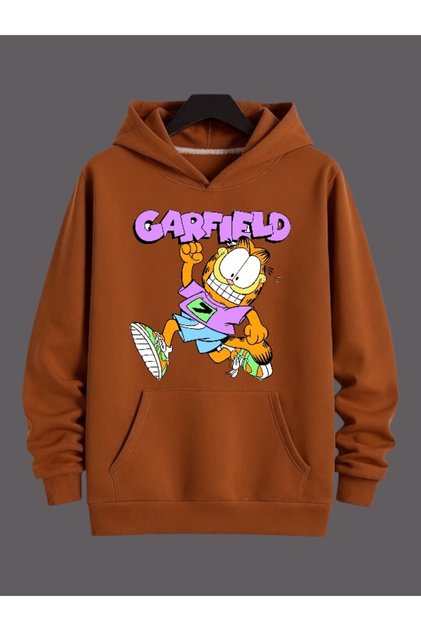 Unisex Garfield Colorful Custom Printed Cotton Oversize Hooded Sweatshirt
