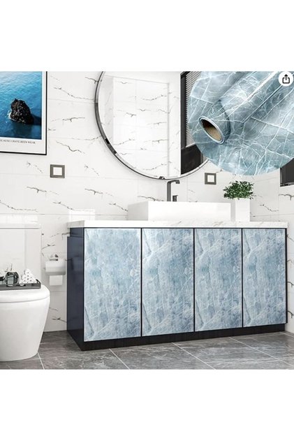 5 m x 60 cm Gray-Blue-Black Marble Patterned Table Counter Kitchen Waterproof Adhesive Foil Sticker