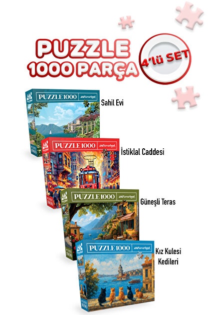 Neverland 4 ADET 1000 PARÇA PUZZLE - SAHİL EVİ VE İSTİKLAL CADDESİ