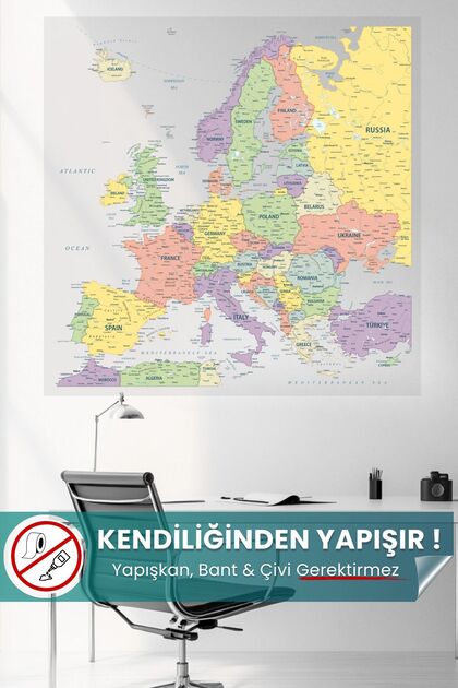 Avrupa Kıtası Haritası, Statik Elektrikleneme Ile Tutunan Pratik Akıllı Kağıt, Sihirli Kağıt