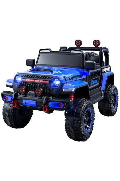 Mașinuță electrică de jucărie tip Jeep, telecomandă Bluetooth, baterie reîncărcabilă, tracțiune integrală, iluminare